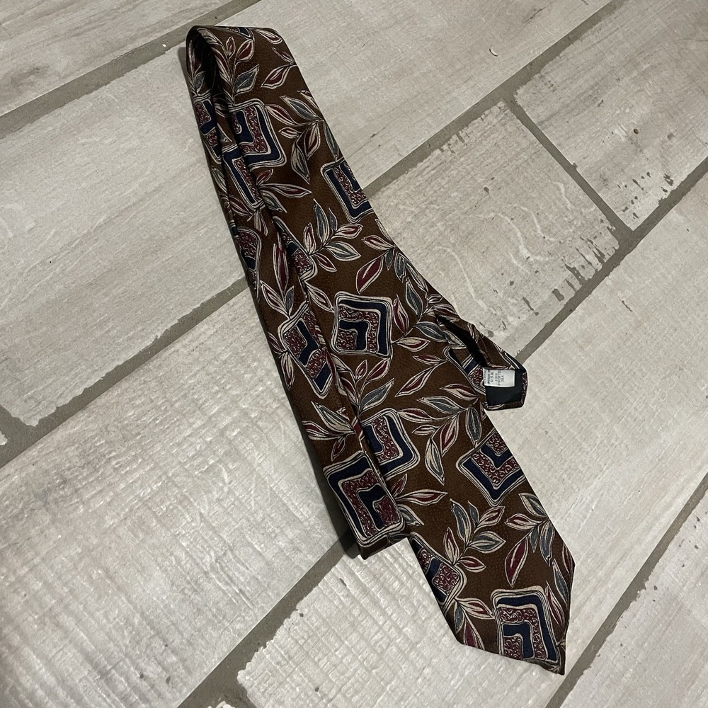 Vintage‎ Oscar De La Renta Men's Tie Abstract Floral Silk Polyester Made In USA